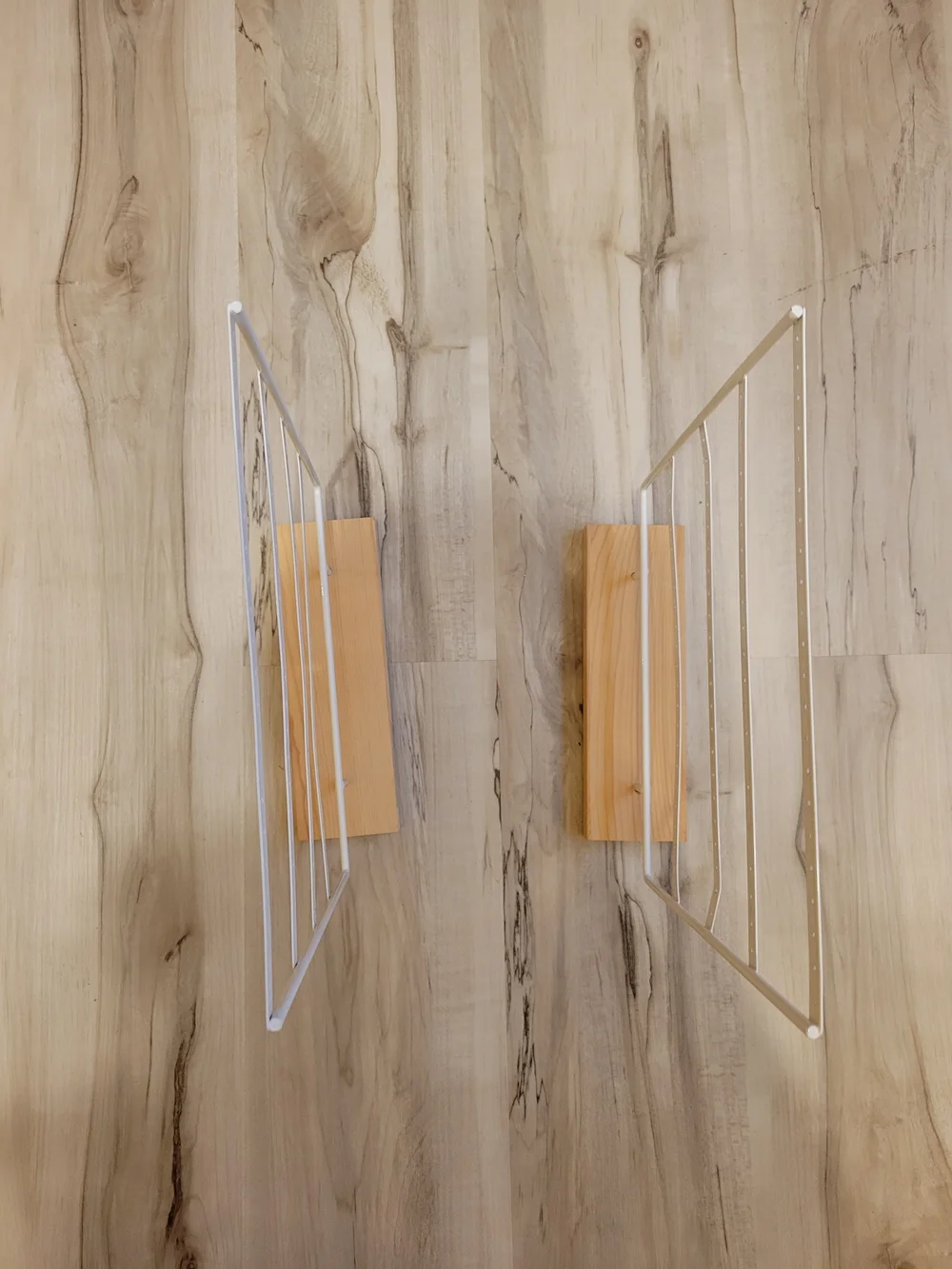 Wood & White Metal Standing Earring Organizer - Pair
